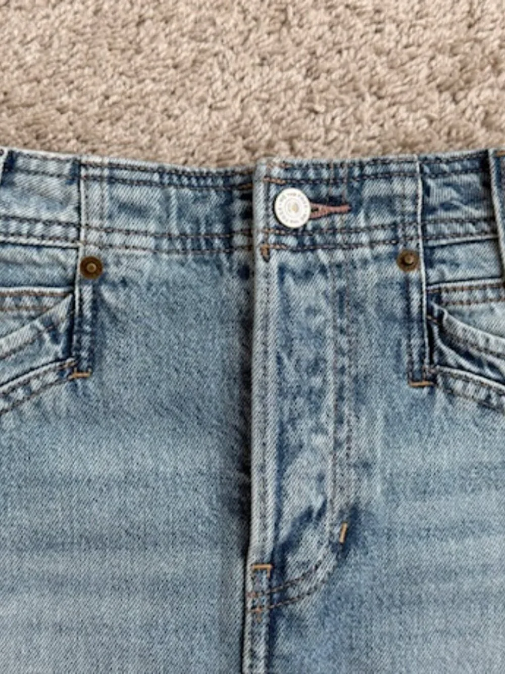 Free People We The Free Suzy Denim Midi Skirt Light Wash Size 26 NWT